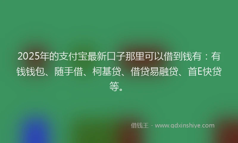 2025年的支付宝最新口子那里可以借到钱有：有钱钱包、随手借、柯基贷、借贷易融贷、首E快贷等。