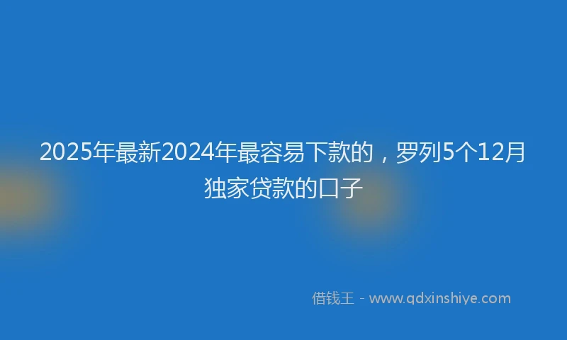 2025年最新2024年最容易下款的，罗列5个12月独家贷款的口子