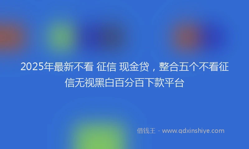 2025年最新不看 征信 现金贷，整合五个不看征信无视黑白百分百下款平台