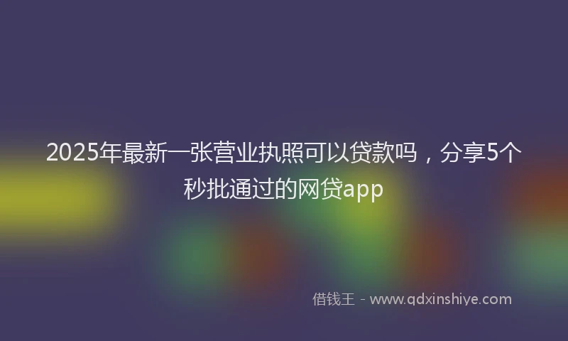 2025年最新一张营业执照可以贷款吗，分享5个秒批通过的网贷app