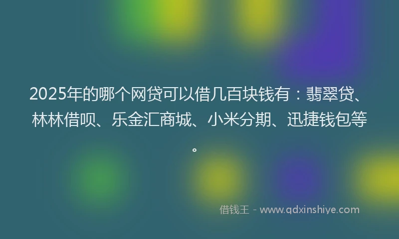 2025年的哪个网贷可以借几百块钱有：翡翠贷、林林借呗、乐金汇商城、小米分期、迅捷钱包等。