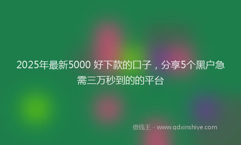 2025年最新5000 好下款的口子，分享5个黑户急需三万秒到的的平台