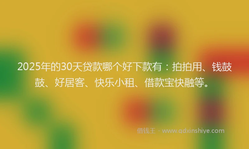 2025年的30天贷款哪个好下款有：拍拍用、钱鼓鼓、好居客、快乐小租、借款宝快融等。