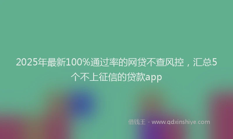 2025年最新100%通过率的网贷不查风控，汇总5个不上征信的贷款app