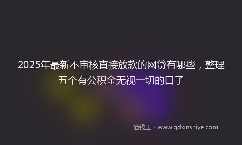2025年最新不审核直接放款的网贷有哪些，整理五个有公积金无视一切的口子