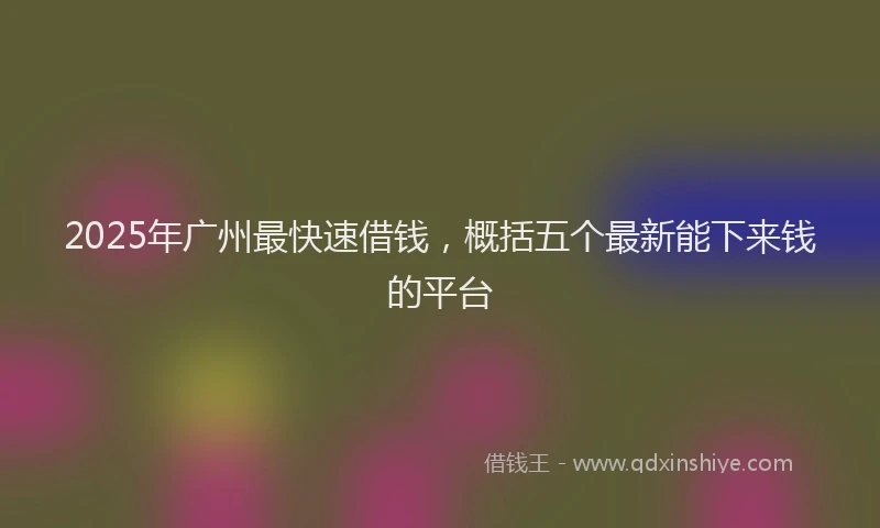 2025年广州最快速借钱，概括五个最新能下来钱的平台