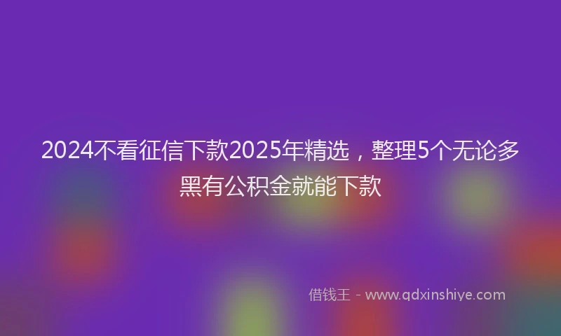 2024不看征信下款2025年精选，整理5个无论多黑有公积金就能下款