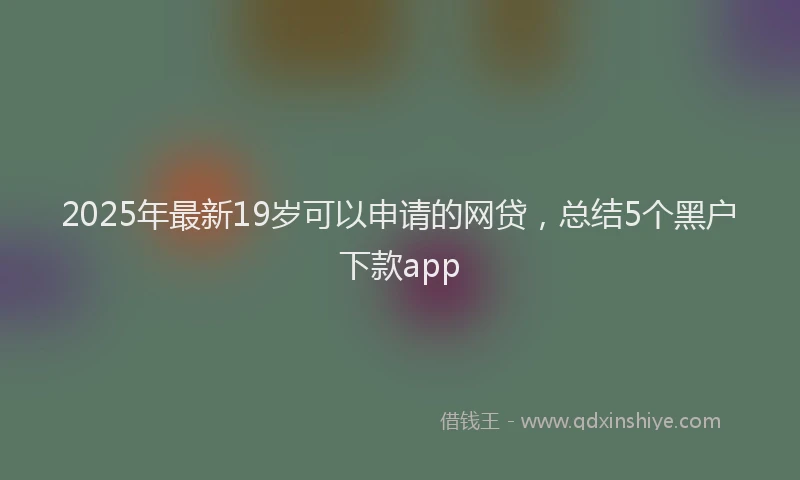 2025年最新19岁可以申请的网贷，总结5个黑户下款app
