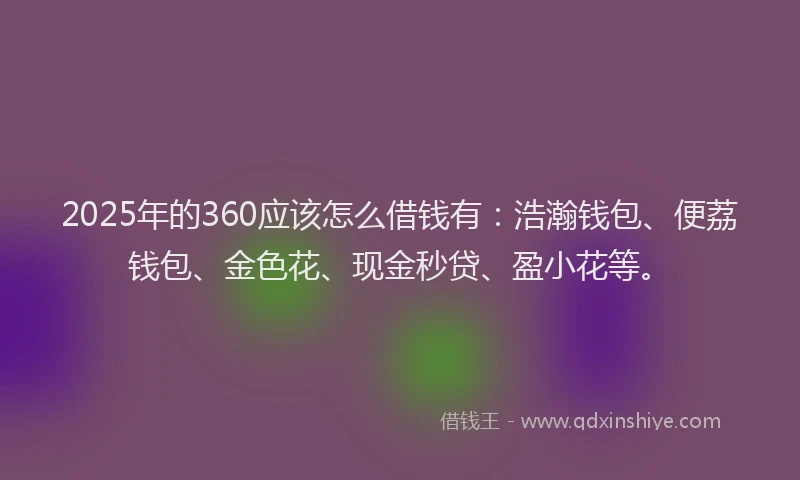 2025年的360应该怎么借钱有：浩瀚钱包、便荔钱包、金色花、现金秒贷、盈小花等。