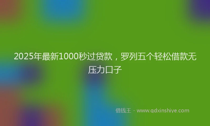 2025年最新1000秒过贷款，罗列五个轻松借款无压力口子