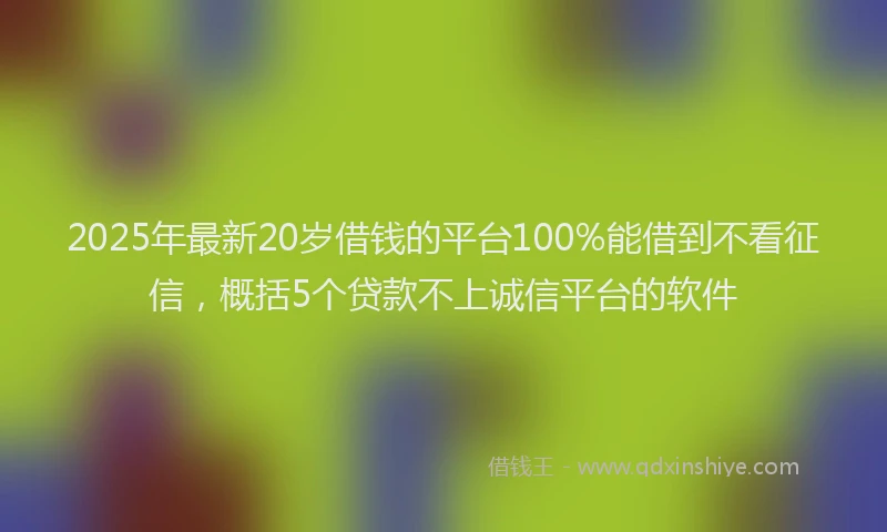 2025年最新20岁借钱的平台100%能借到不看征信，概括5个贷款不上诚信平台的软件