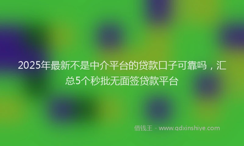 2025年最新不是中介平台的贷款口子可靠吗，汇总5个秒批无面签贷款平台