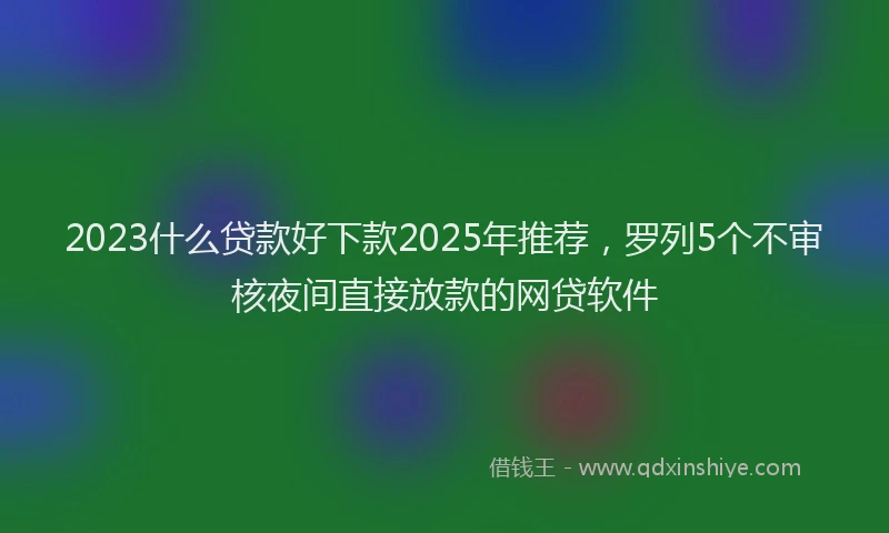2023什么贷款好下款2025年推荐,罗列5个不审核夜间直接放款的网贷软件