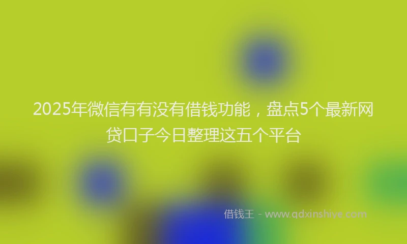 2025年微信有有没有借钱功能，盘点5个最新网贷口子今日整理这五个平台