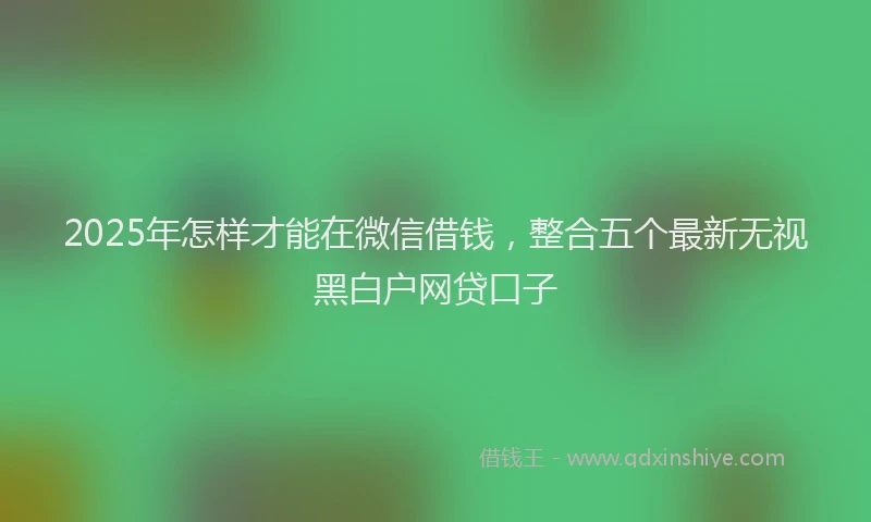 2025年怎样才能在微信借钱，整合五个最新无视黑白户网贷口子