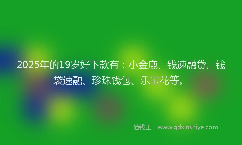 2025年的19岁好下款有：小金鹿、钱速融贷、钱袋速融、珍珠钱包、乐宝花等。