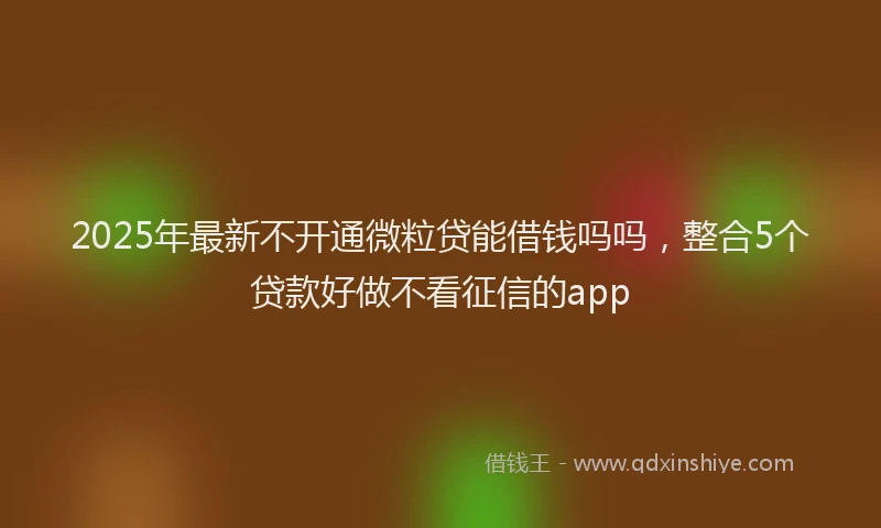 2025年最新不开通微粒贷能借钱吗吗，整合5个贷款好做不看征信的app