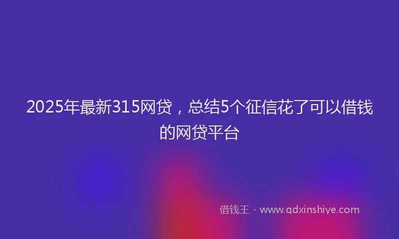 2025年最新315网贷，总结5个征信花了可以借钱的网贷平台