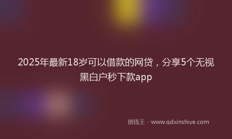 2025年最新18岁可以借款的网贷，分享5个无视黑白户秒下款app