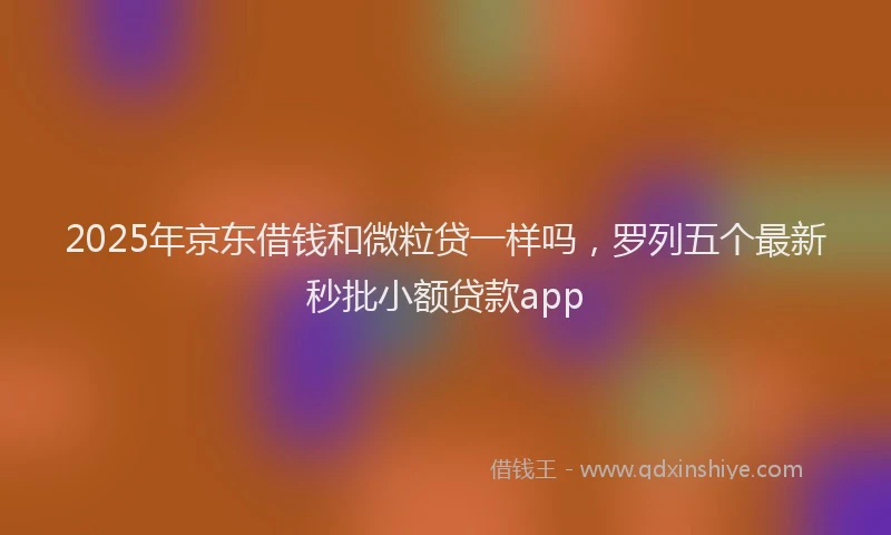 2025年京东借钱和微粒贷一样吗，罗列五个最新秒批小额贷款app