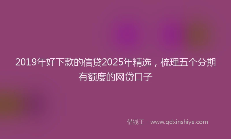 2019年好下款的信贷2025年精选，梳理五个分期有额度的网贷口子