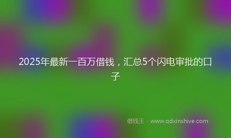 2025年最新一百万借钱，汇总5个闪电审批的口子