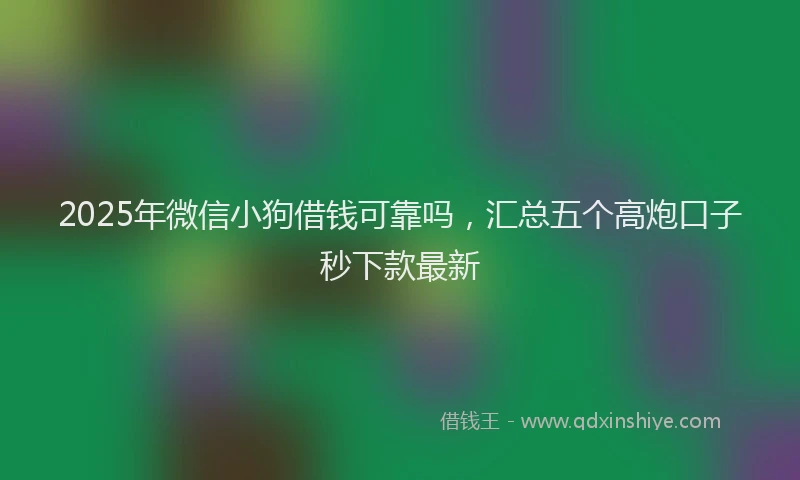 2025年微信小狗借钱可靠吗，汇总五个高炮口子秒下款最新