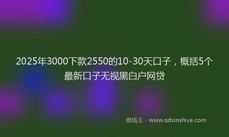 2025年3000下款2550的10-30天口子，概括5个最新口子无视黑白户网贷