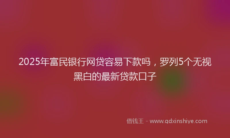 2025年富民银行网贷容易下款吗，罗列5个无视黑白的最新贷款口子