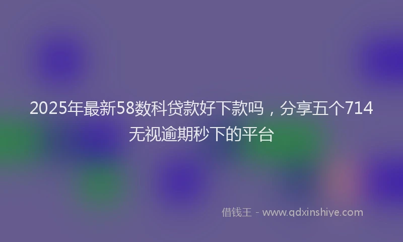 2025年最新58数科贷款好下款吗，分享五个714无视逾期秒下的平台