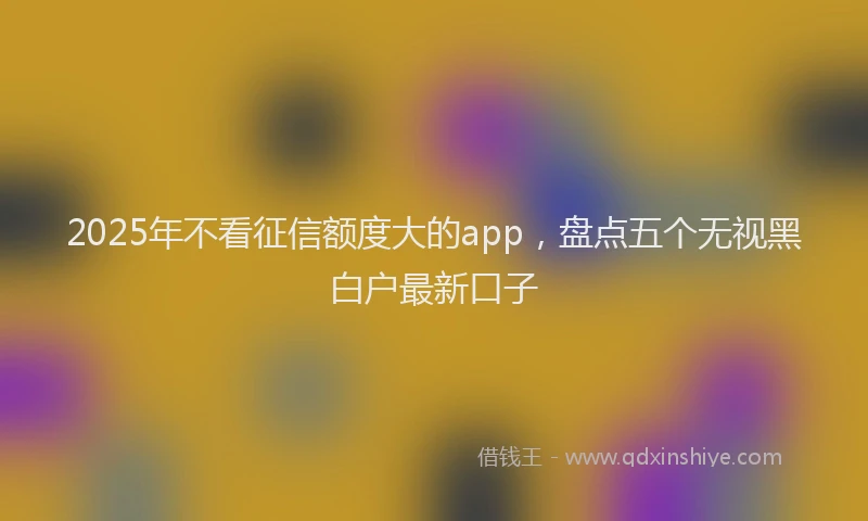 2025年不看征信额度大的app，盘点五个无视黑白户最新口子