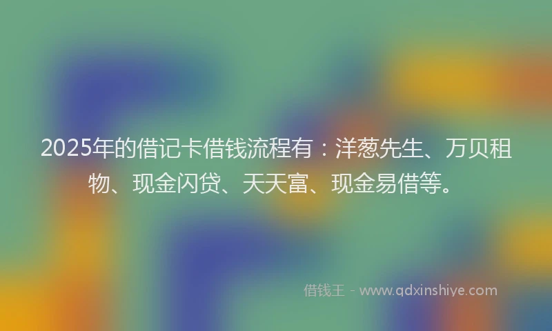 2025年的借记卡借钱流程有：洋葱先生、万贝租物、现金闪贷、天天富、现金易借等。