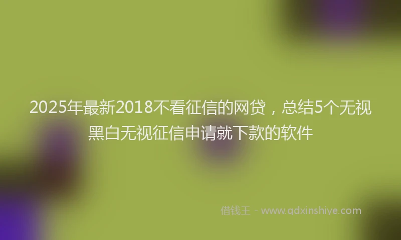2025年最新2018不看征信的网贷，总结5个无视黑白无视征信申请就下款的软件