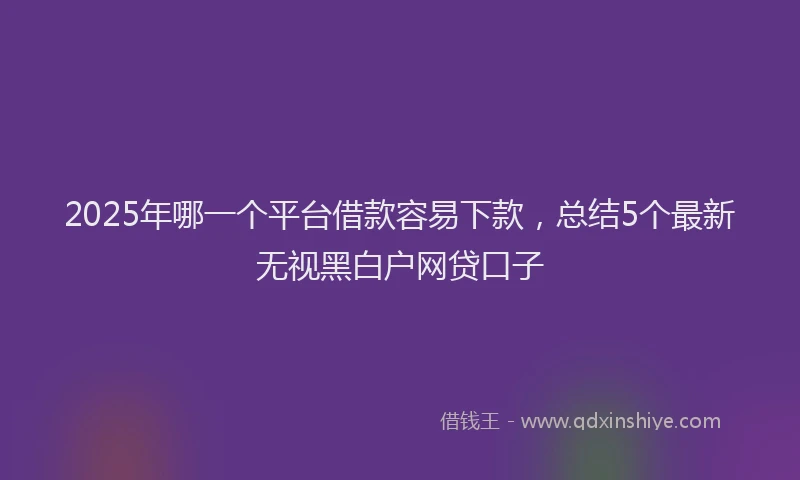 2025年哪一个平台借款容易下款，总结5个最新无视黑白户网贷口子
