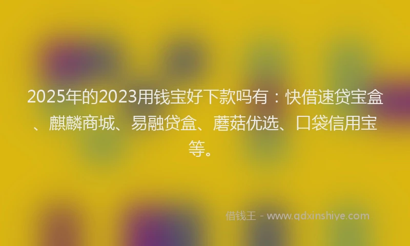 2025年的2023用钱宝好下款吗有：快借速贷宝盒、麒麟商城、易融贷盒、蘑菇优选、口袋信用宝等。