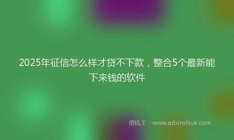 2025年征信怎么样才贷不下款，整合5个最新能下来钱的软件