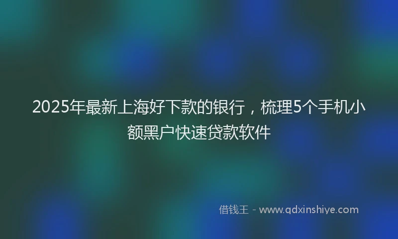 2025年最新上海好下款的银行，梳理5个手机小额黑户快速贷款软件