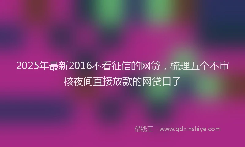 2025年最新2016不看征信的网贷，梳理五个不审核夜间直接放款的网贷口子