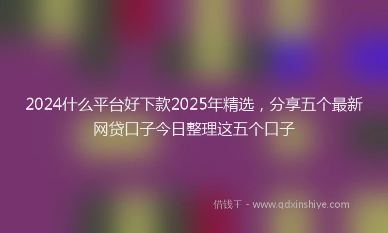 2024什么平台好下款2025年精选，分享五个最新网贷口子今日整理这五个口子