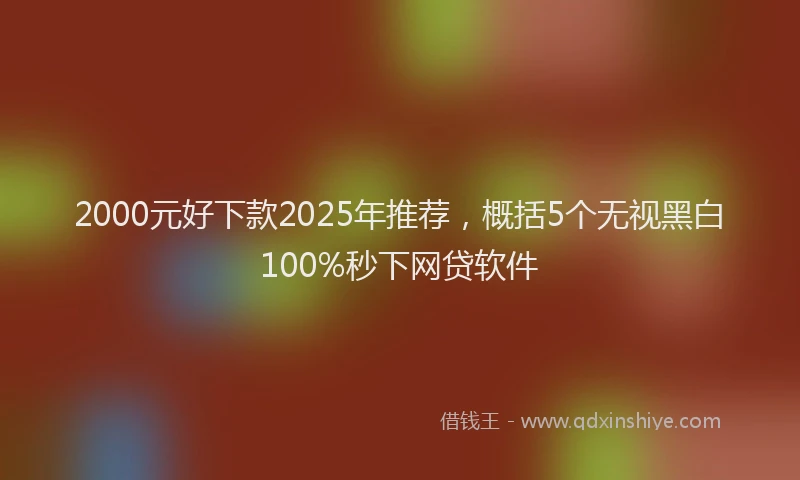 2000元好下款2025年推荐，概括5个无视黑白100%秒下网贷软件