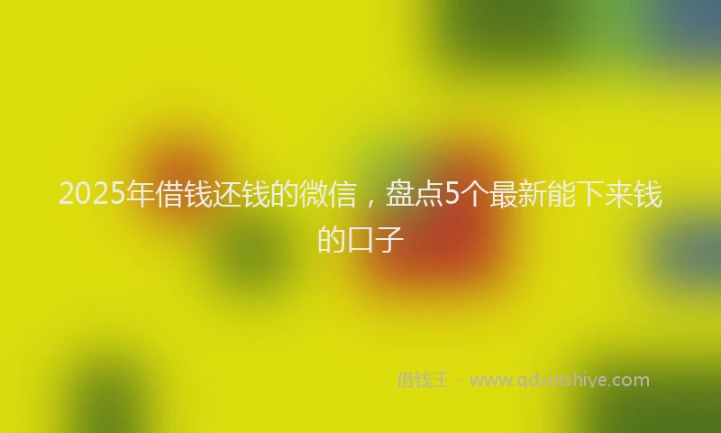 2025年借钱还钱的微信，盘点5个最新能下来钱的口子