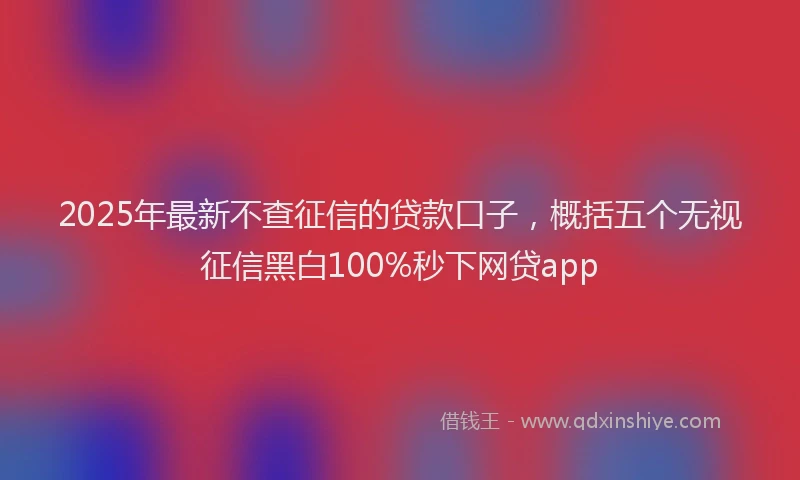 2025年最新不查征信的贷款口子，概括五个无视征信黑白100%秒下网贷app