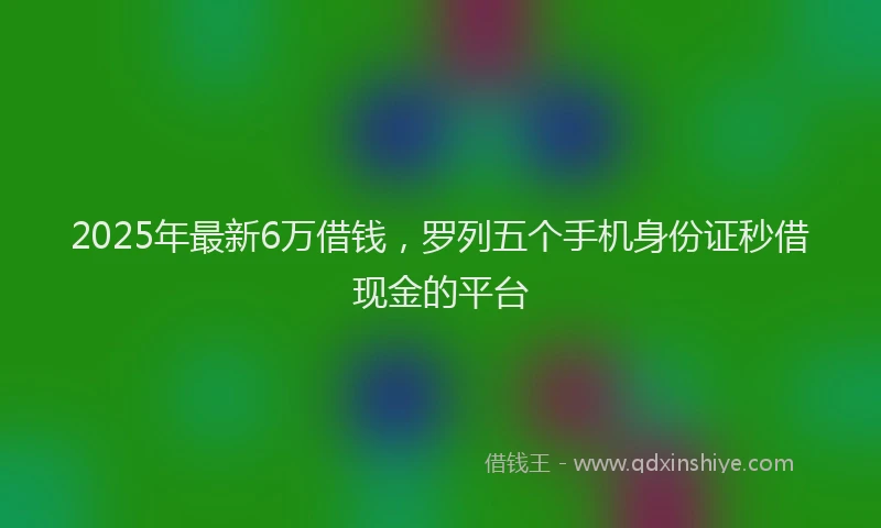 2025年最新6万借钱，罗列五个手机身份证秒借现金的平台