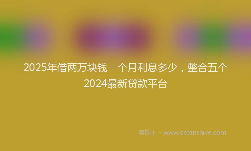2025年借两万块钱一个月利息多少，整合五个2024最新贷款平台