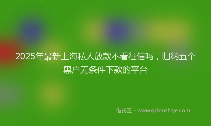 2025年最新上海私人放款不看征信吗，归纳五个黑户无条件下款的平台