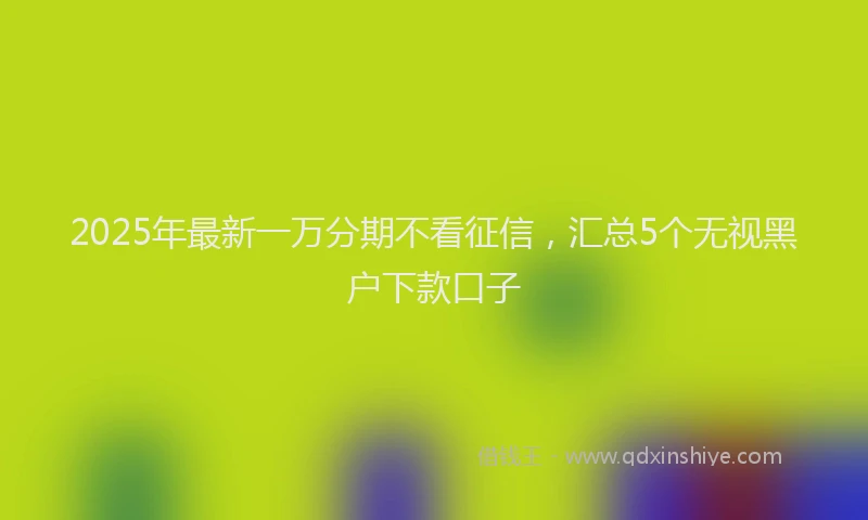 2025年最新一万分期不看征信，汇总5个无视黑户下款口子