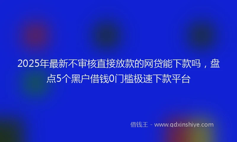 2025年最新不审核直接放款的网贷能下款吗，盘点5个黑户借钱0门槛极速下款平台