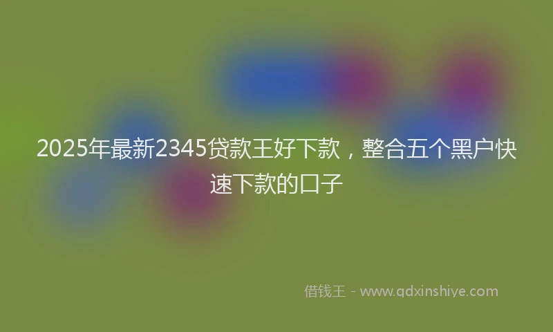 2025年最新2345贷款王好下款，整合五个黑户快速下款的口子