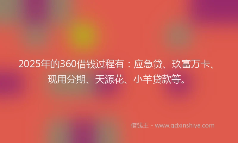 2025年的360借钱过程有：应急贷、玖富万卡、现用分期、天源花、小羊贷款等。