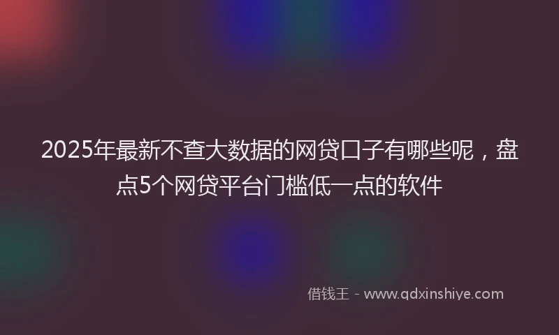 2025年最新不查大数据的网贷口子有哪些呢，盘点5个网贷平台门槛低一点的软件